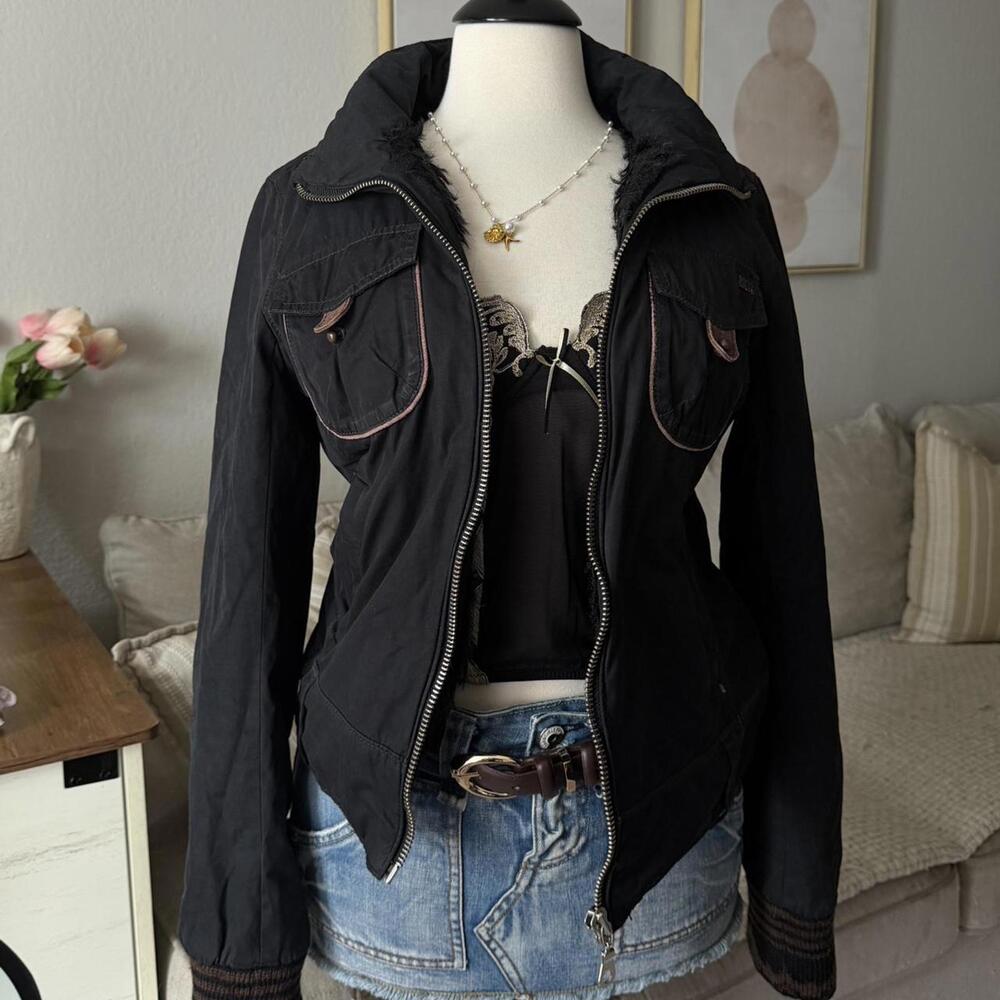 Black Fur-Lined Puffer Jacket (Miss Sixty)